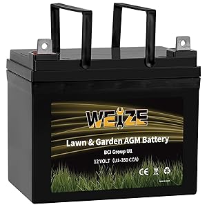 WEIZE Lawn Garden AGM Battery, 12V 350CCA BCI Group U1 SLA Starting Battery
